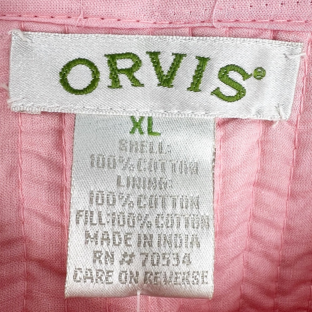 ORVIS Vintage Pink Floral Cotton Button Down Quilted Jacket Boxy Fit XL - Picture 2 of 6